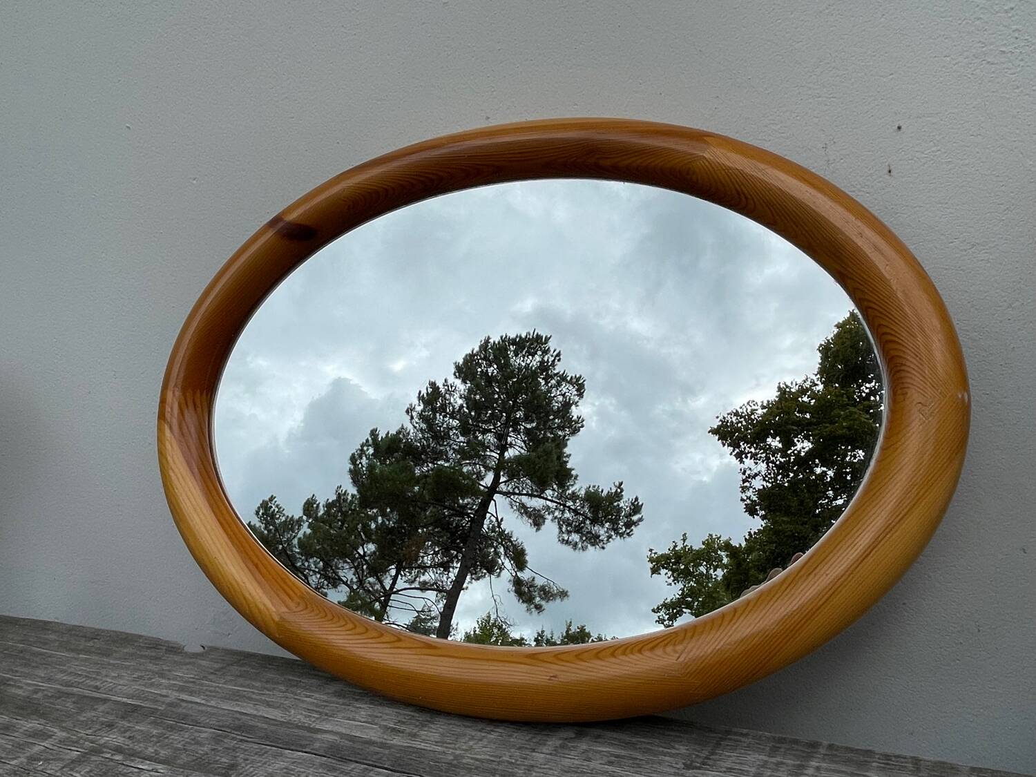 Oval pine mirror 1980 Regain