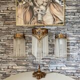 Guimard-style sign neck lamp with two wall lights