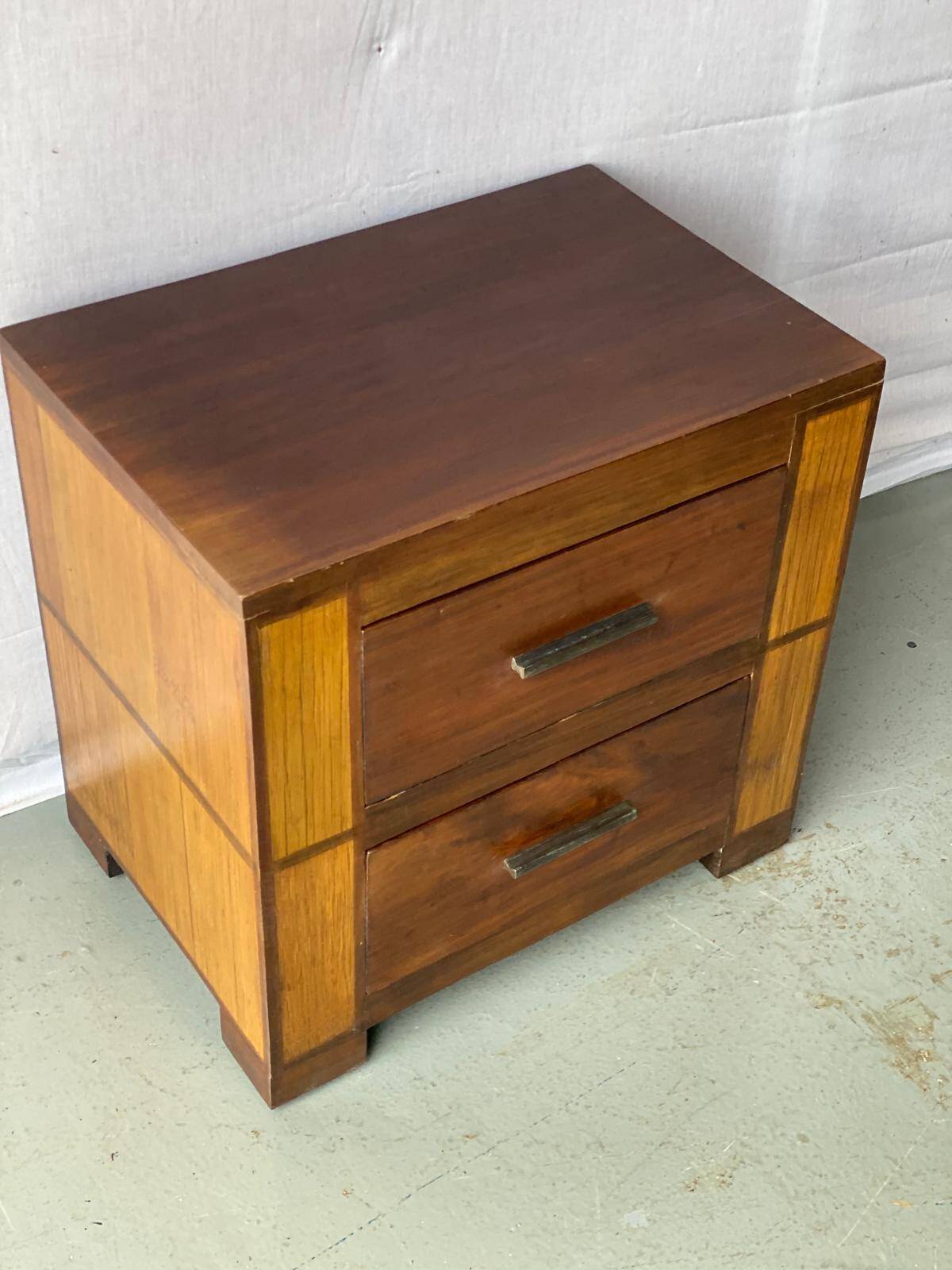Vintage industrial solid wood bedside table