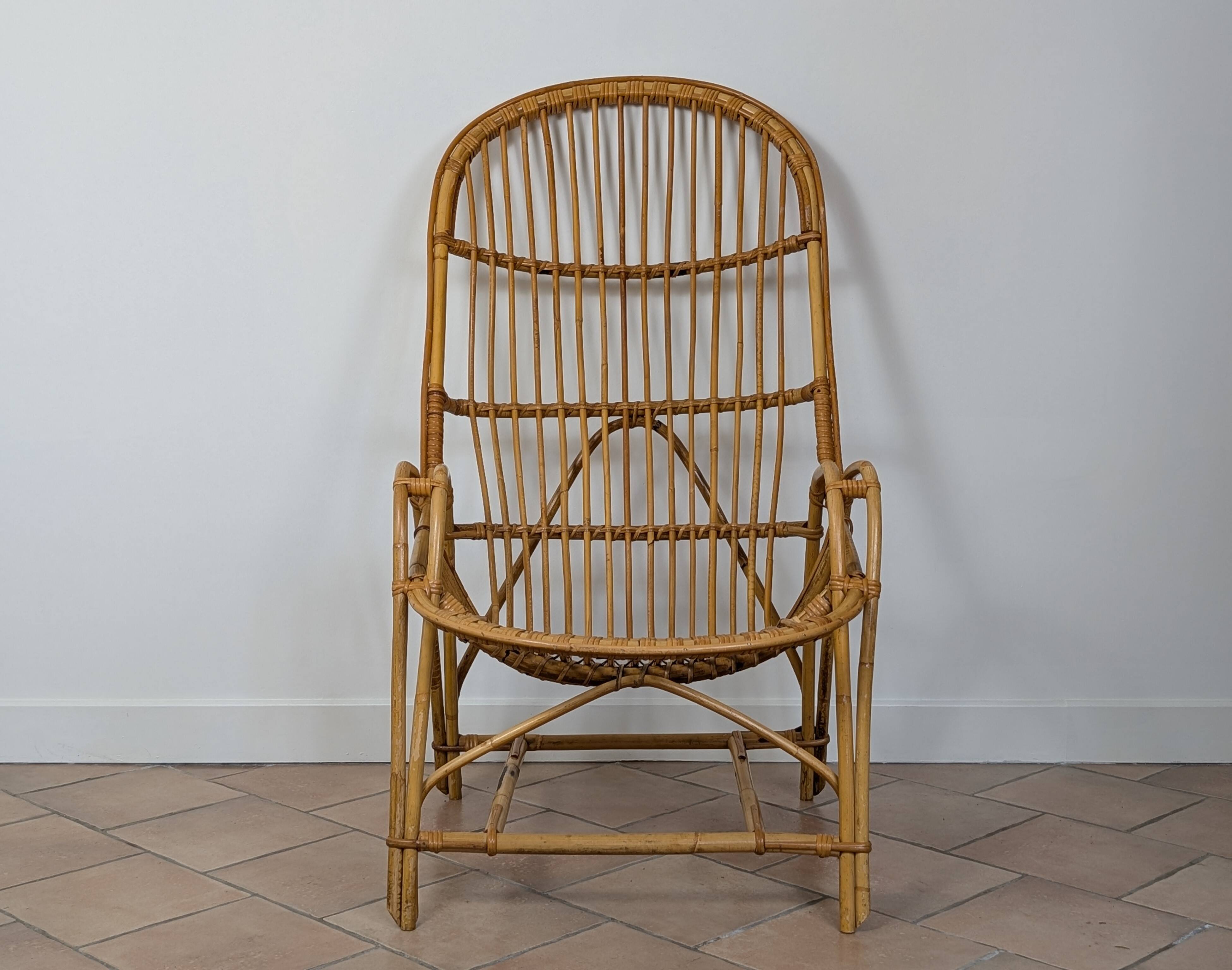 Fauteuil en rotin 60'