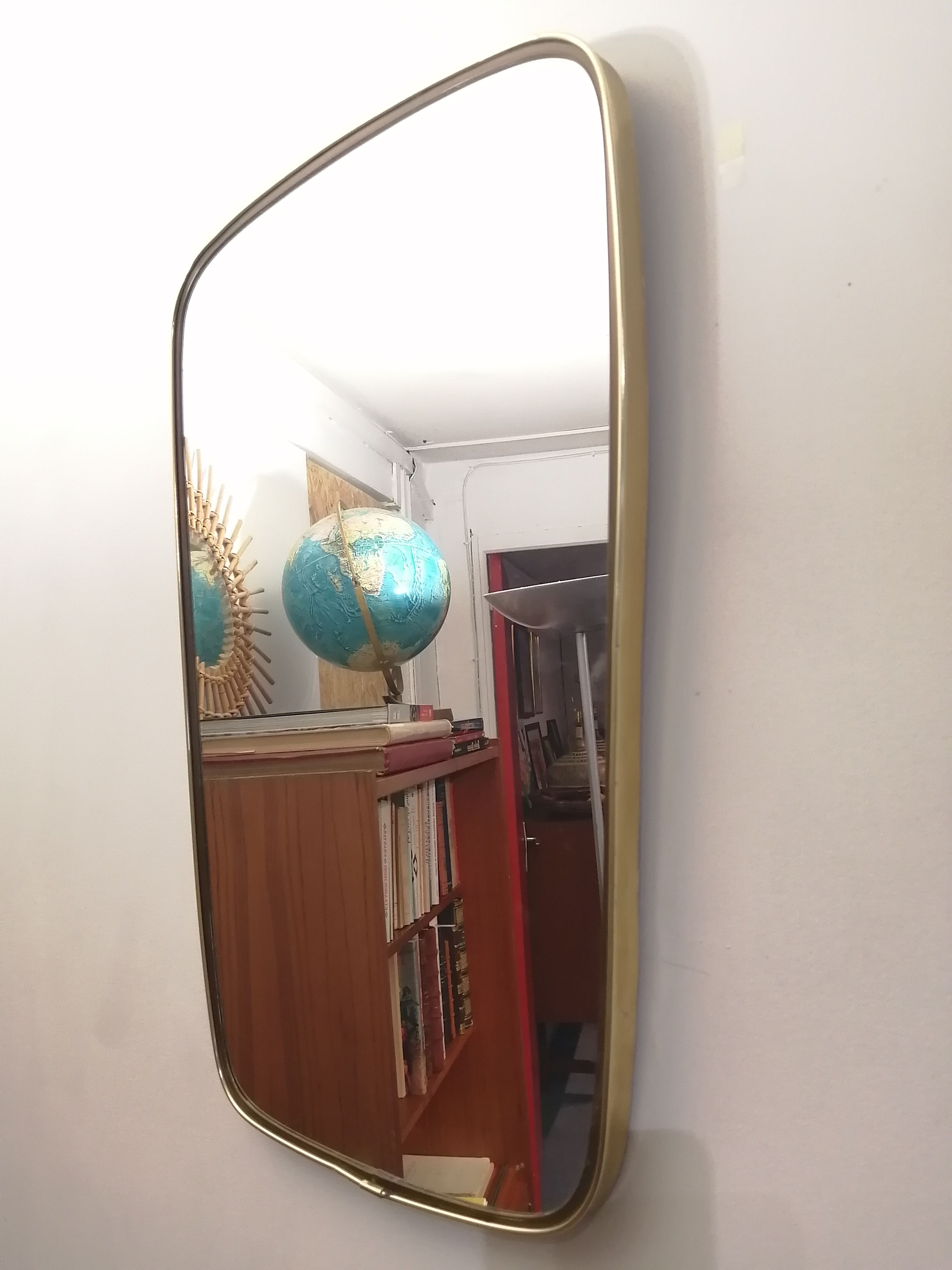 50s brass mirror - 57x36cm