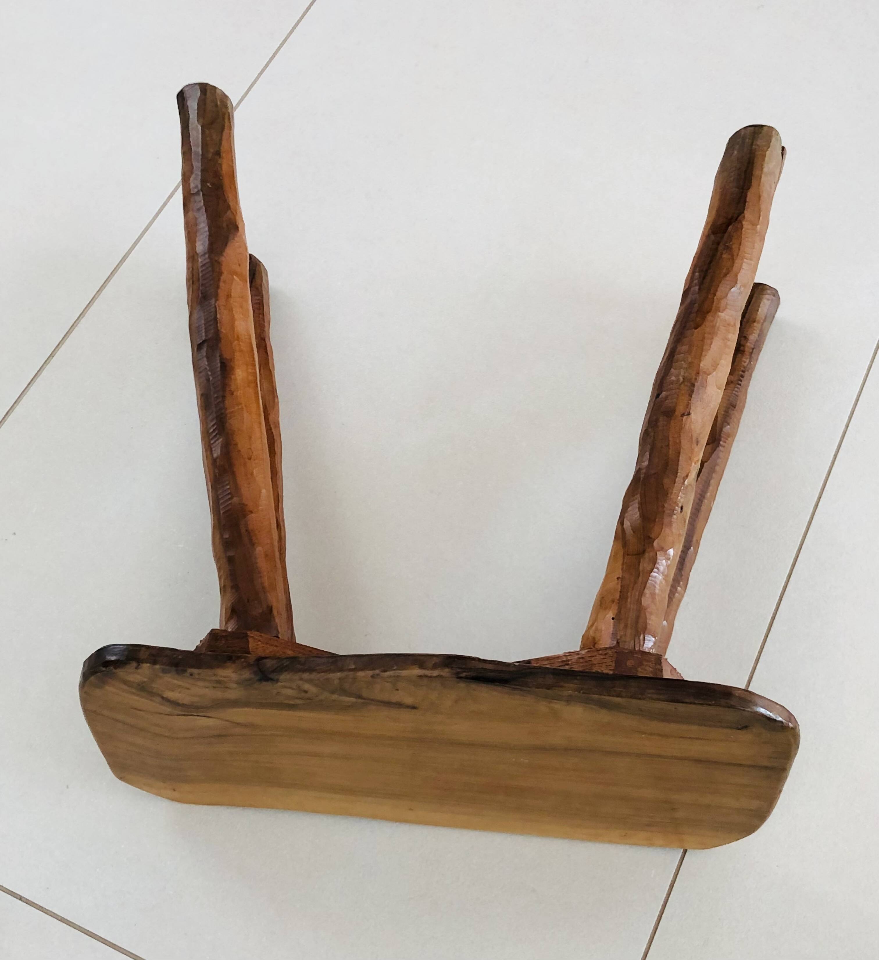 Olive wood stool, France 1970s
