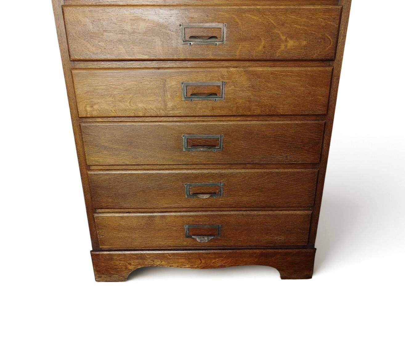 Danish Oak Archive Cabinet with Pull-Out Shelf, ca. 1925–1950