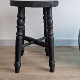 Antique solid wood stool with turned legs – rustic country style