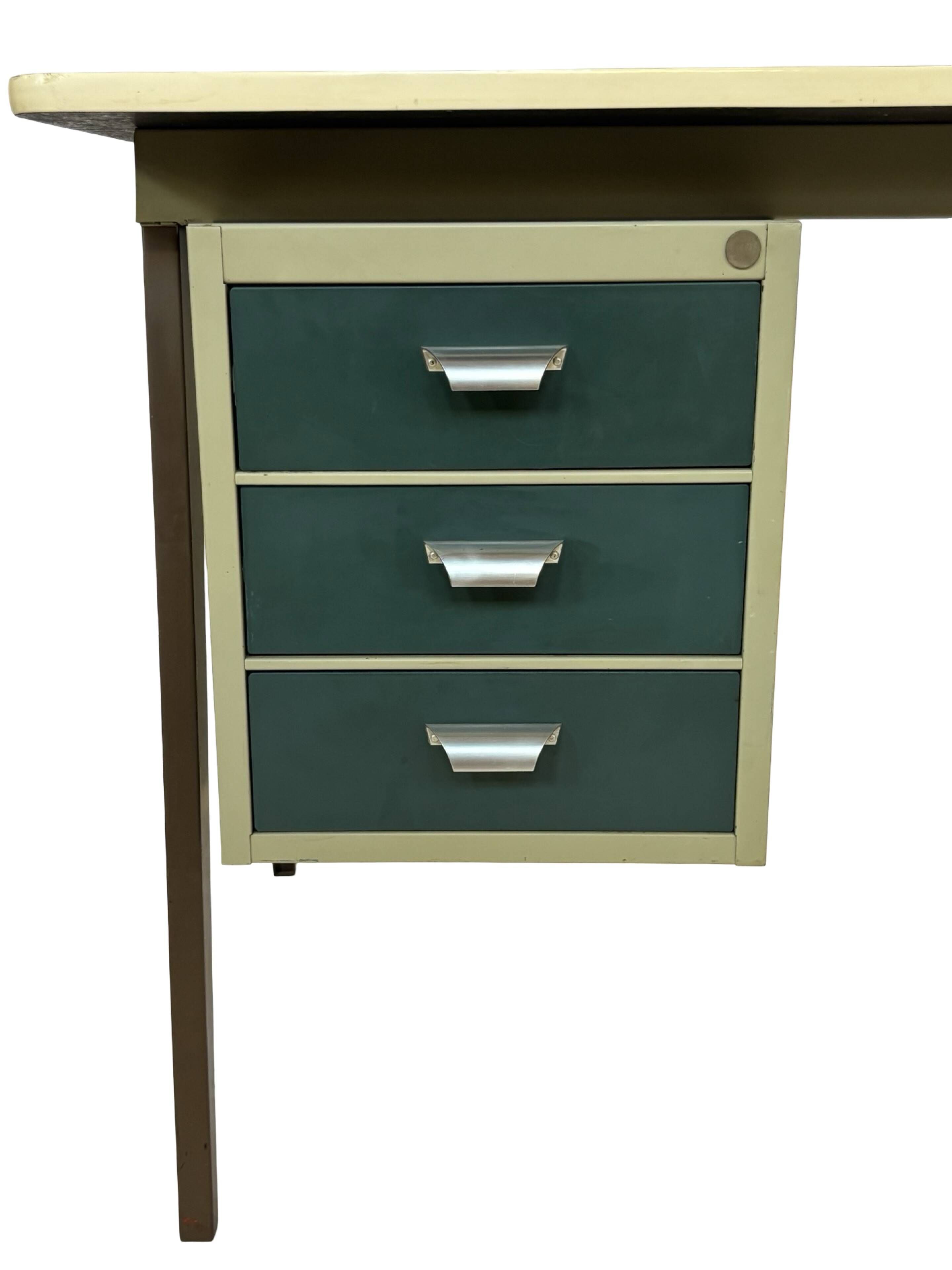 Vintage industrial Drentea Roomsteel desk 1960s metal design