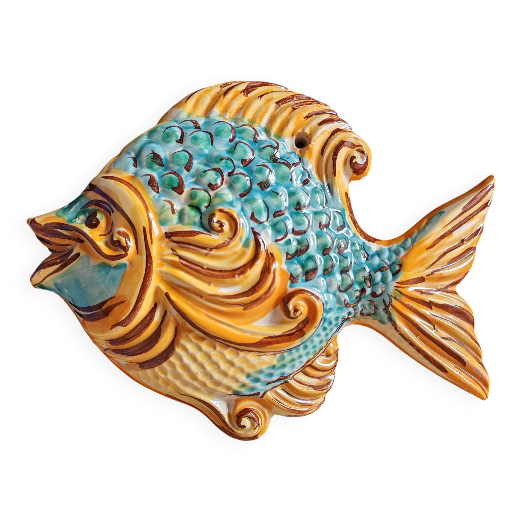 Vintage Ceramic Wall Decorative Fish - Mediterranean Style Decoration