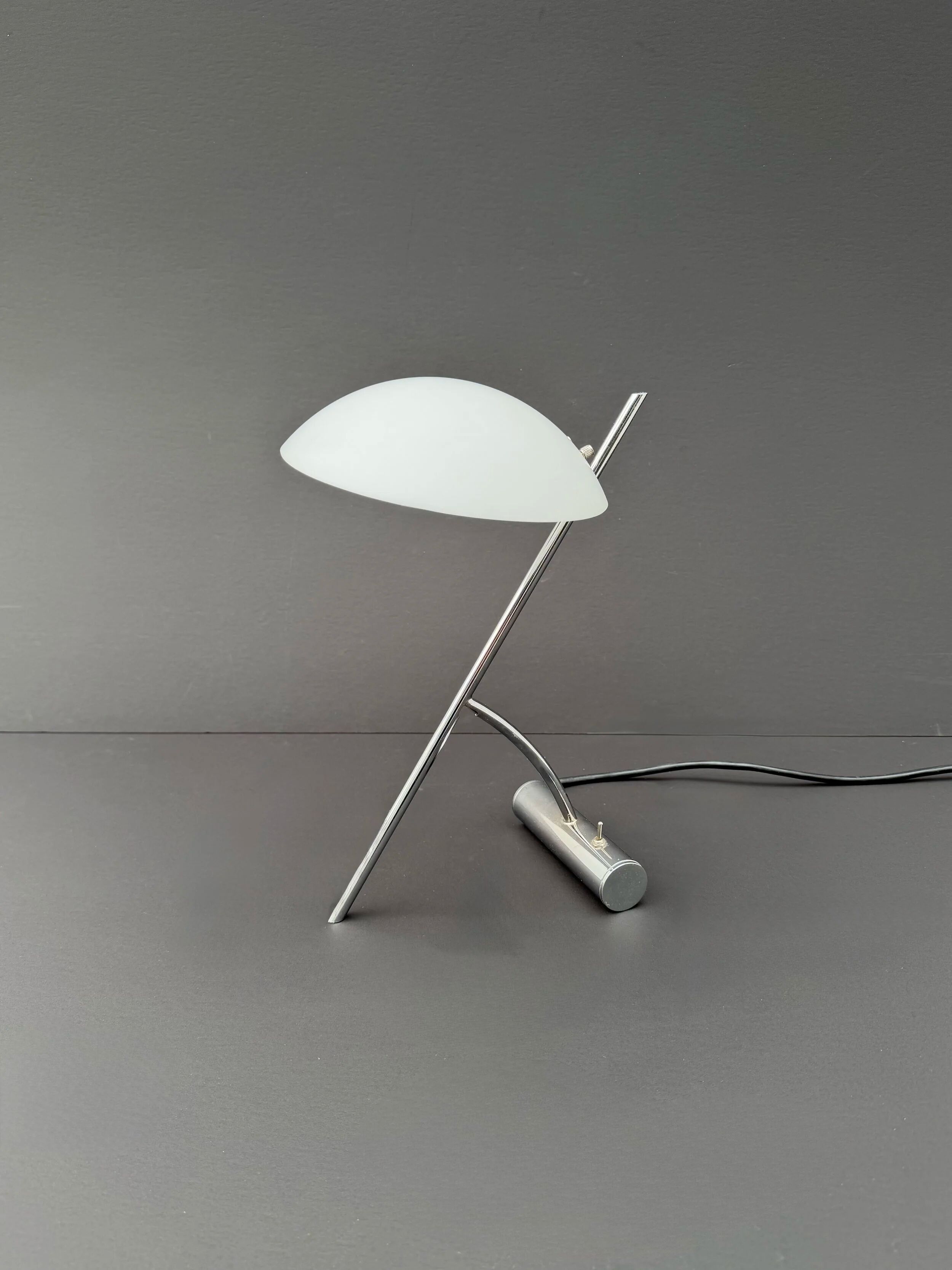"girasole" lamp by de majo in chrome and opaline, italy 1990