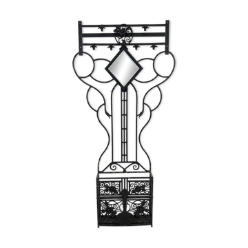 Art Deco coat rack wardrobe in wrought iron from the 1930s.