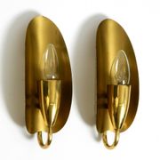 Two magical original Mid Century Modern bag brass wall lamps