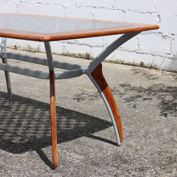 Table à manger italienne en verre, bois et métal - Table à manger design italien - 80