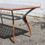 Italian Glass-Wood and Metal Dining Table - Italian Design Dinner Table - 8