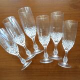 Set of 6 cut crystal champagne flutes