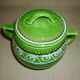 Green tripod pot with ceramic lid