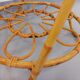 Round coffee table with 60's vintage rattan magazine tray