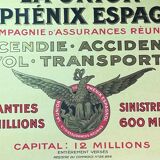 Old poster of union the phoenix spanish insurance, 1926, imp. e.bonnardel