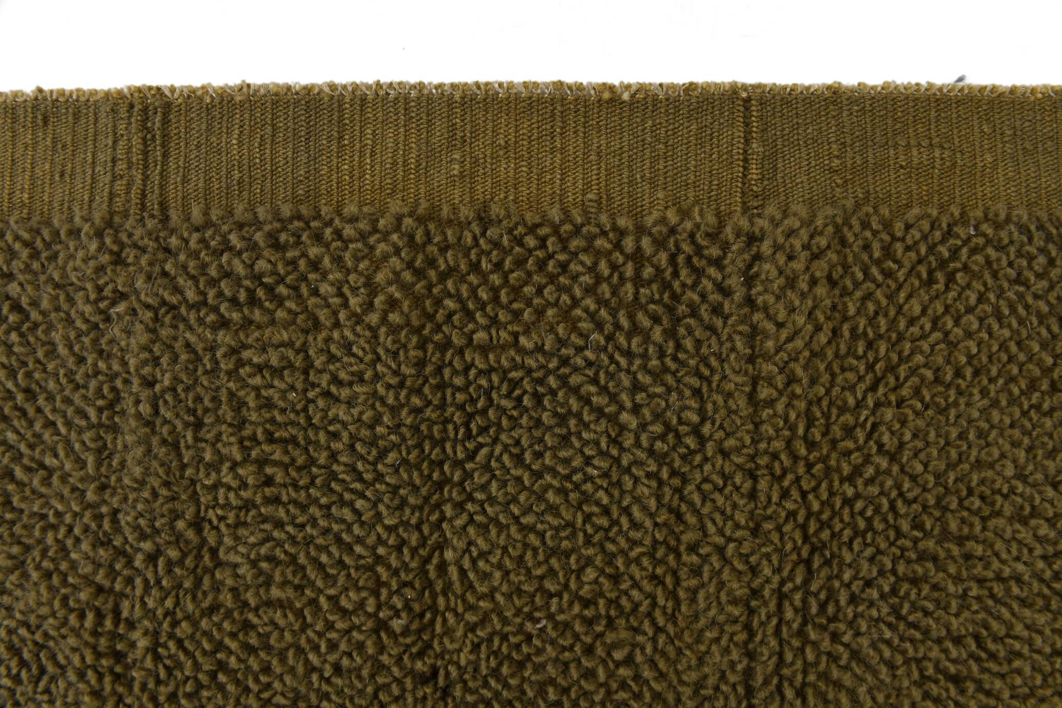 Large Handmade Army Green Kilim Rug, 224x303Cm