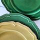 6 Dieulefit plates R. Milon green and yellow glazed earthenware
