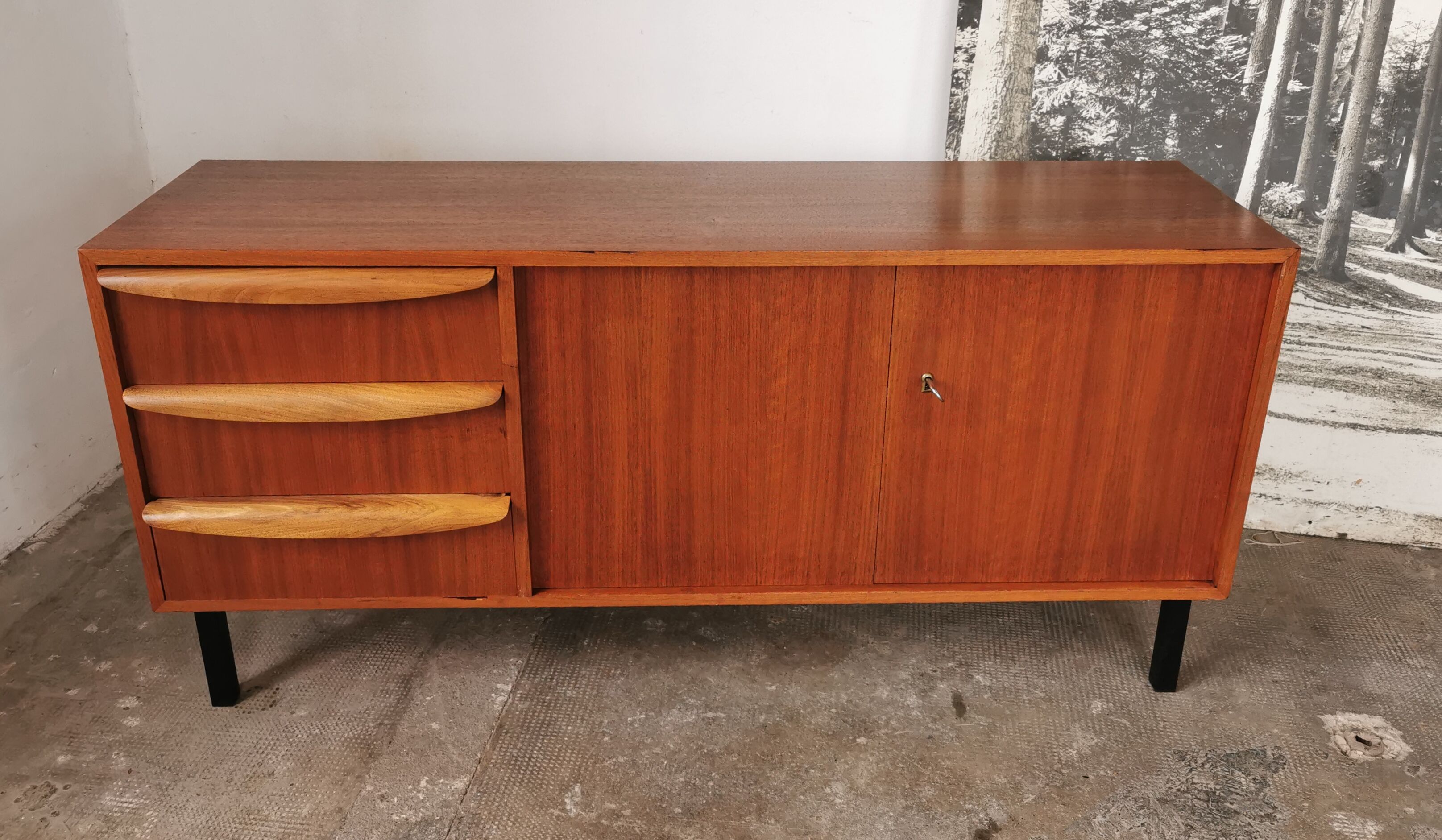 Sideboard teak and Scandinavian walnut
