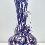 Blue murano glass vase ascribable to fratelli toso with murrines, italy