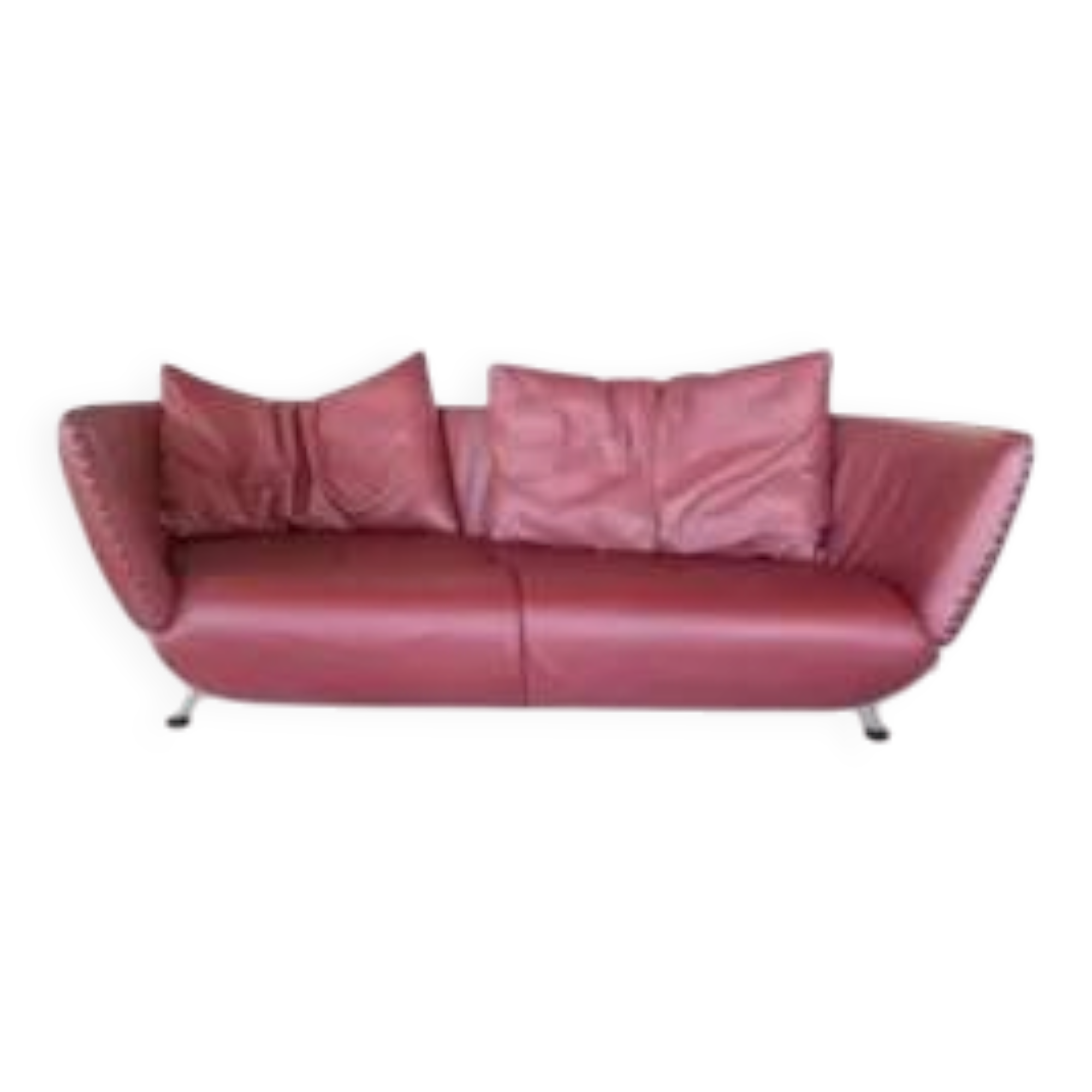 de Sede DS-102 red leather sofa with 3 stools