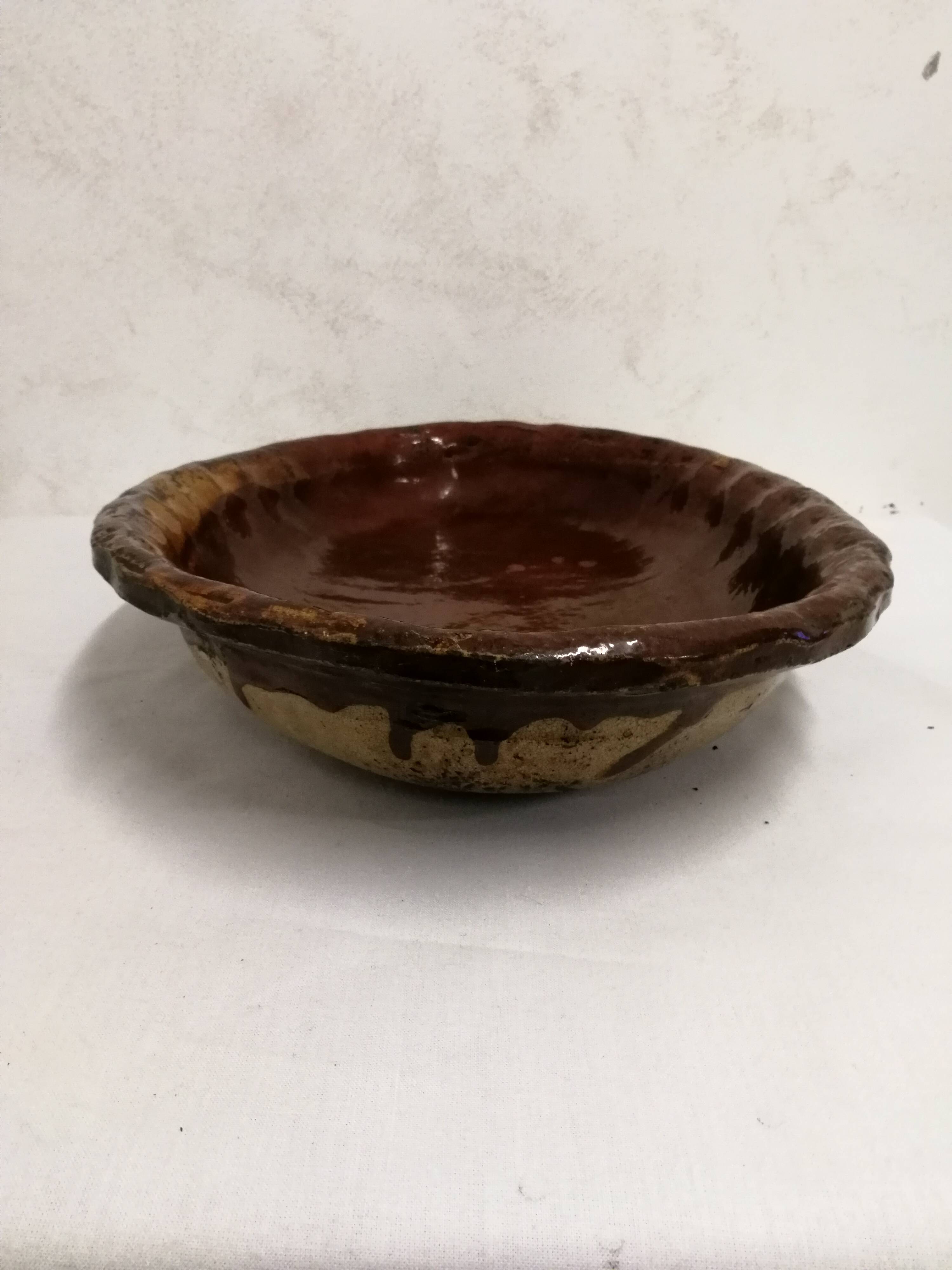 Old Dish In glazed gadrooned terracotta