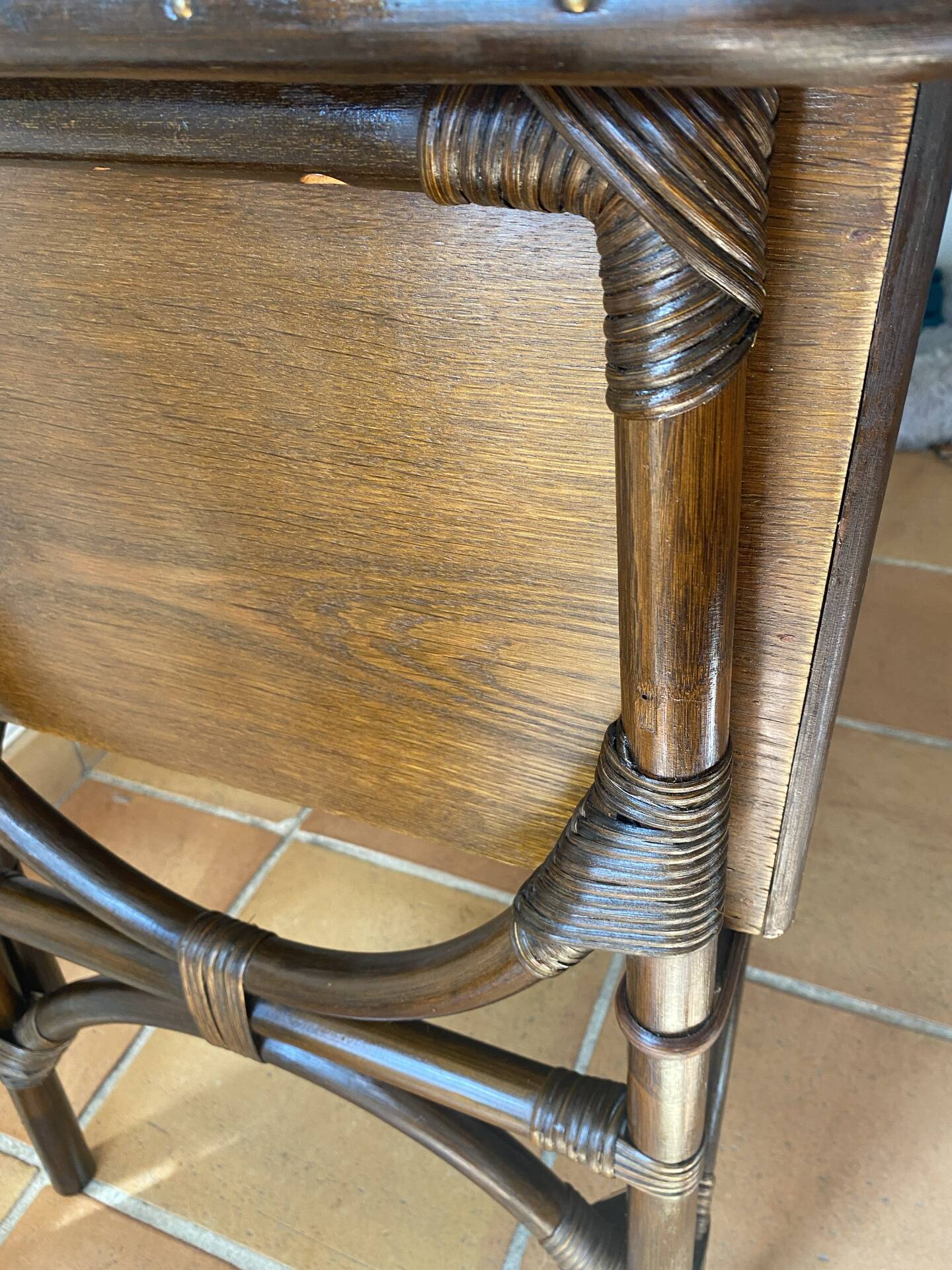 Rattan desk with three drawers