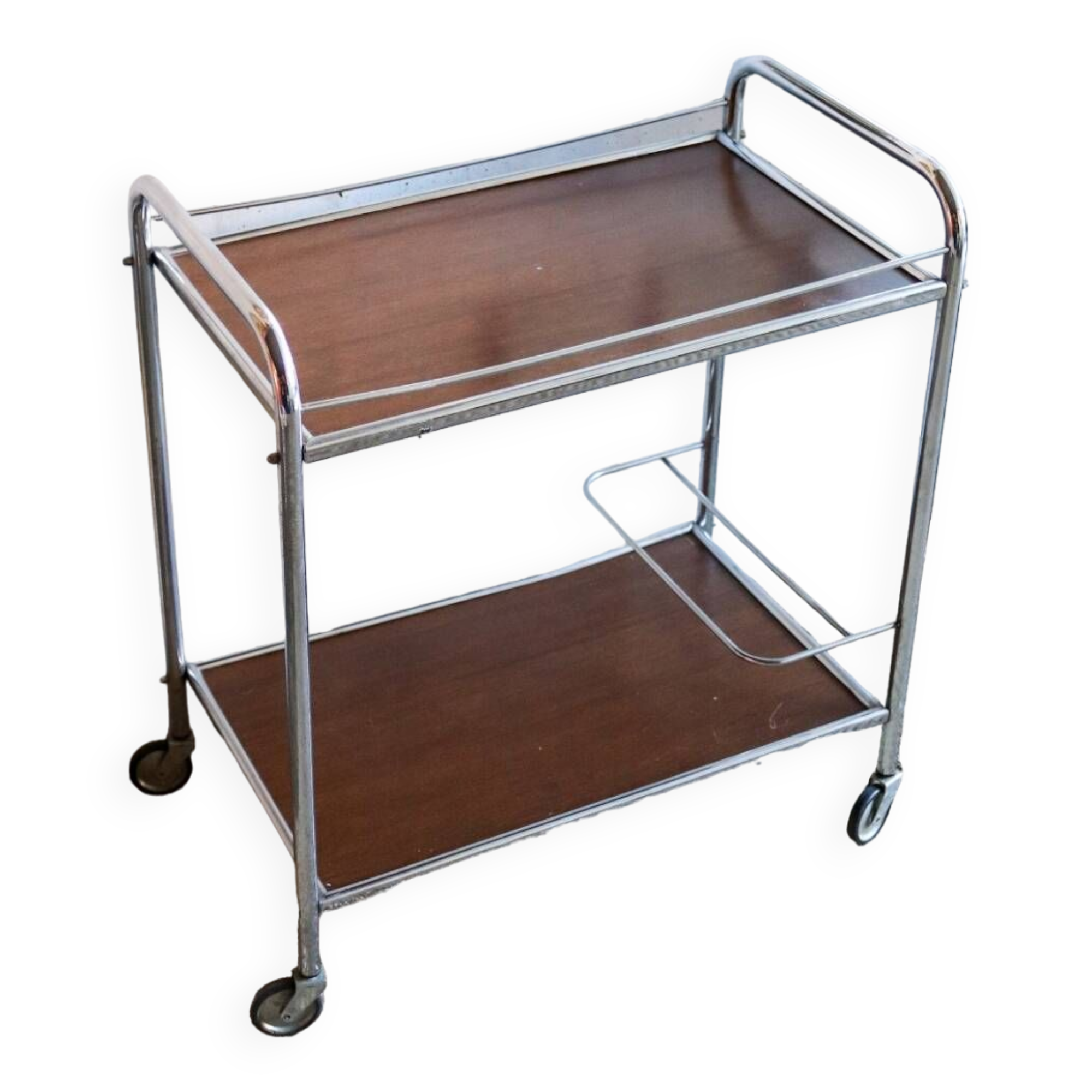 Vintage trolley Wood and chrome 70's