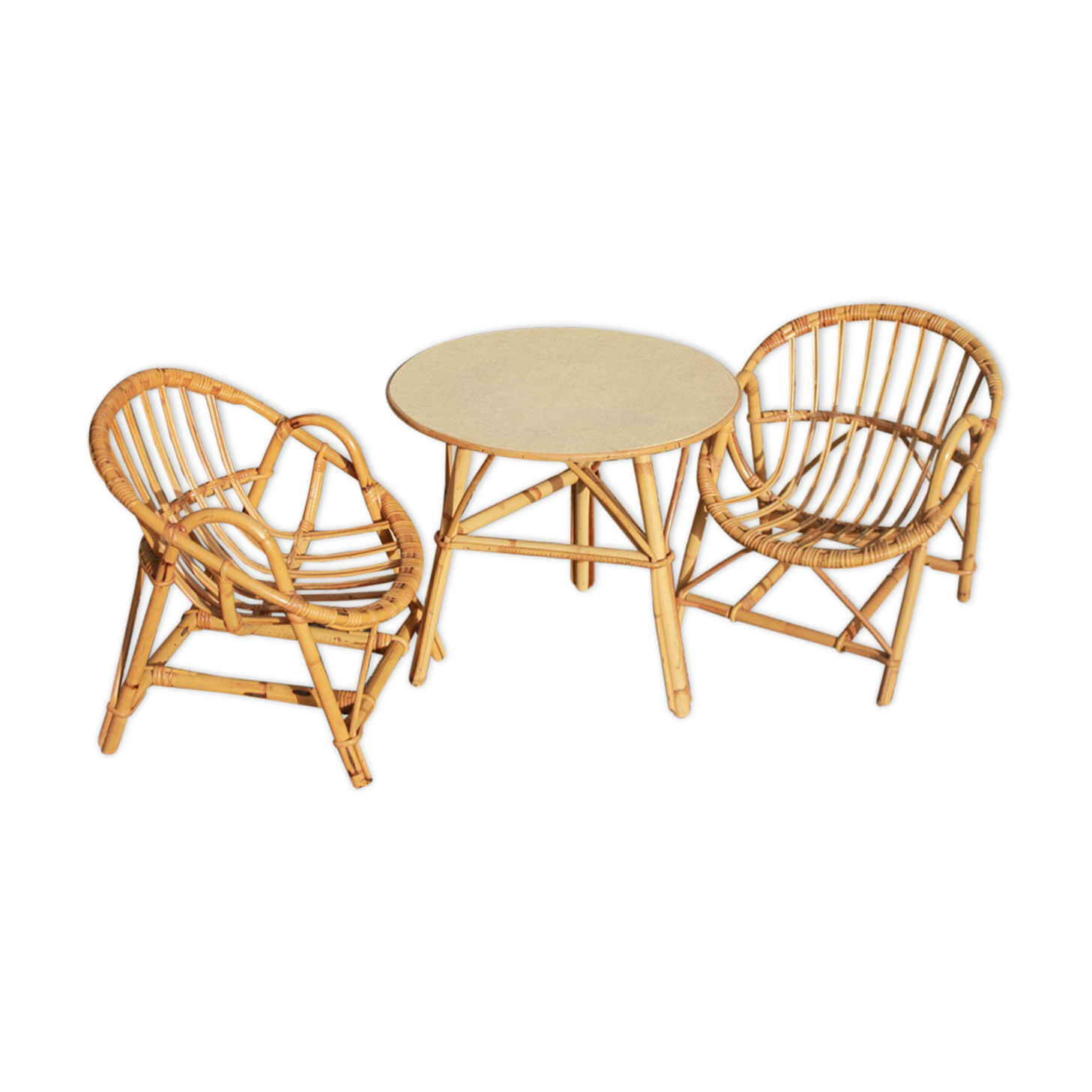 Vintage set for children in rattan
