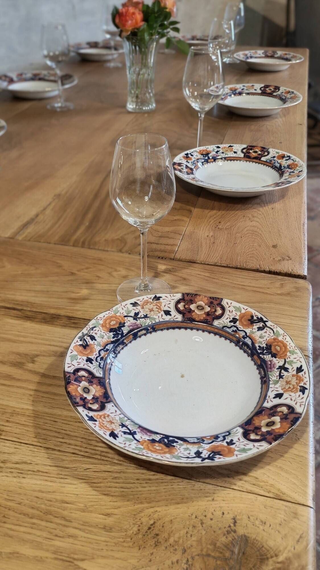 Large authentic farmhouse table made of solid French oak.