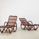 Pair of Bamboo and Rattan Chaise Lounges Germany 1950s