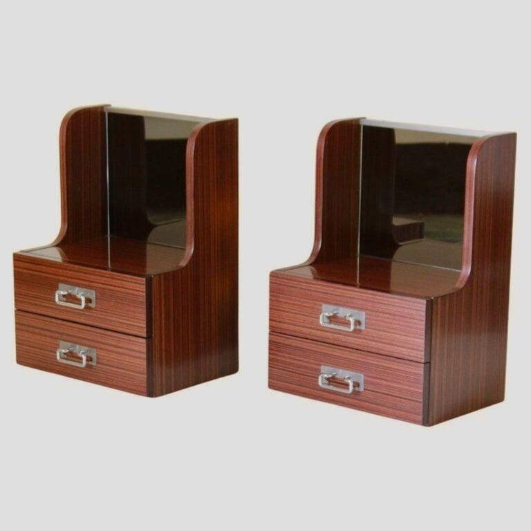 Vintage Italian Mid-Century Modern Wood Bedside Tables, 1970 circa