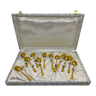 Box of 12 small silver-gilt teaspoons