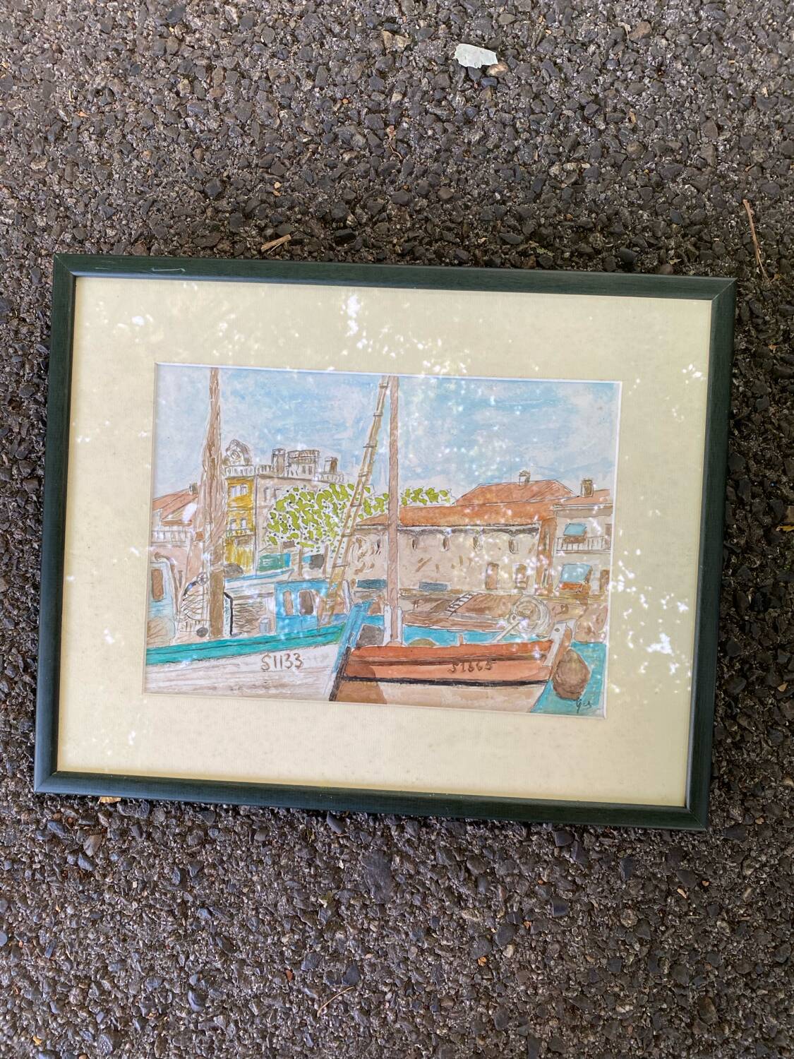 Watercolor painting of a port