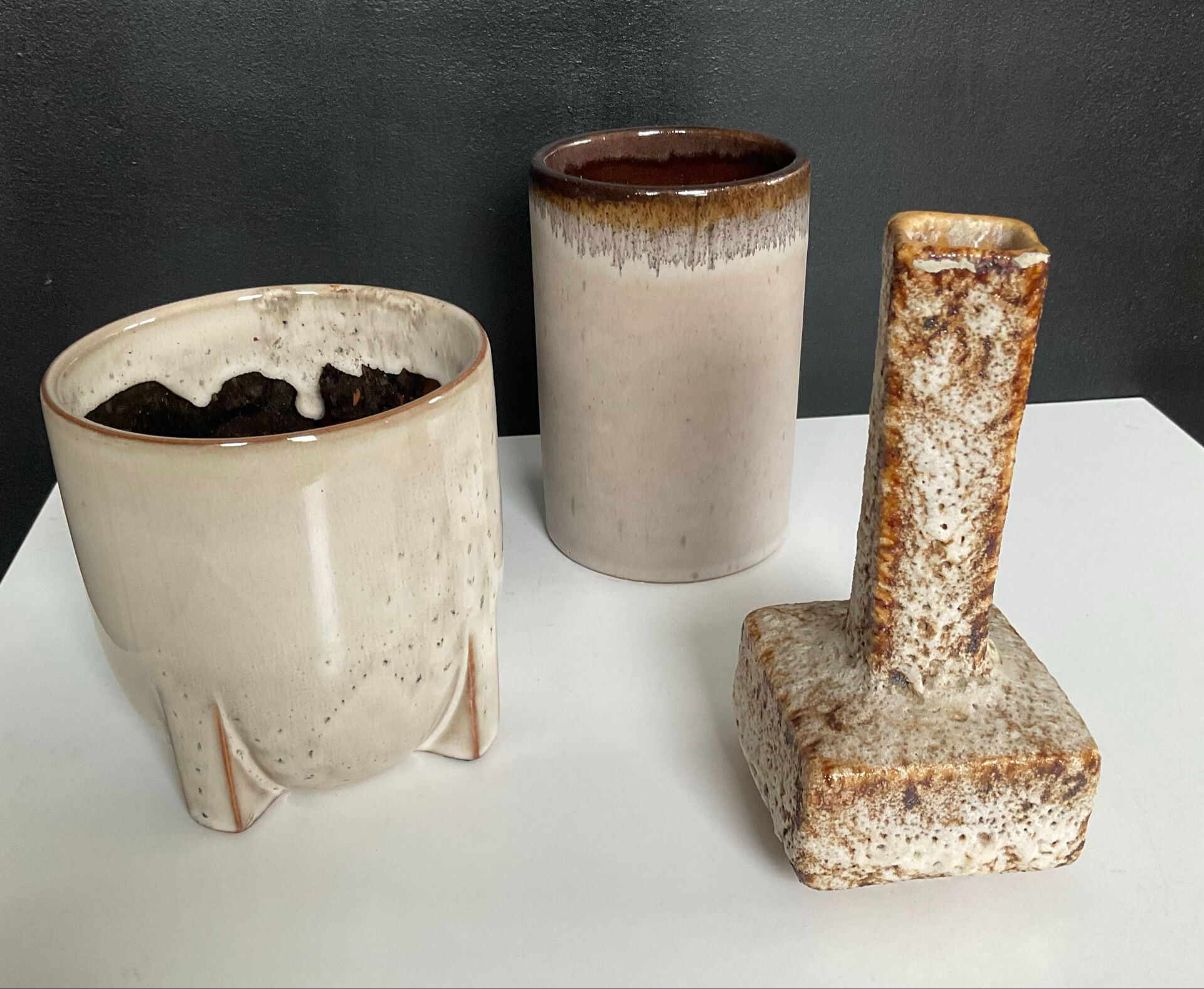 Vintage trio of ceramic vases