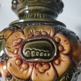 Vase H Germany signé numéroté vert fleurs