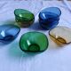 Vereco amber, blue and green glass cups set of 8
