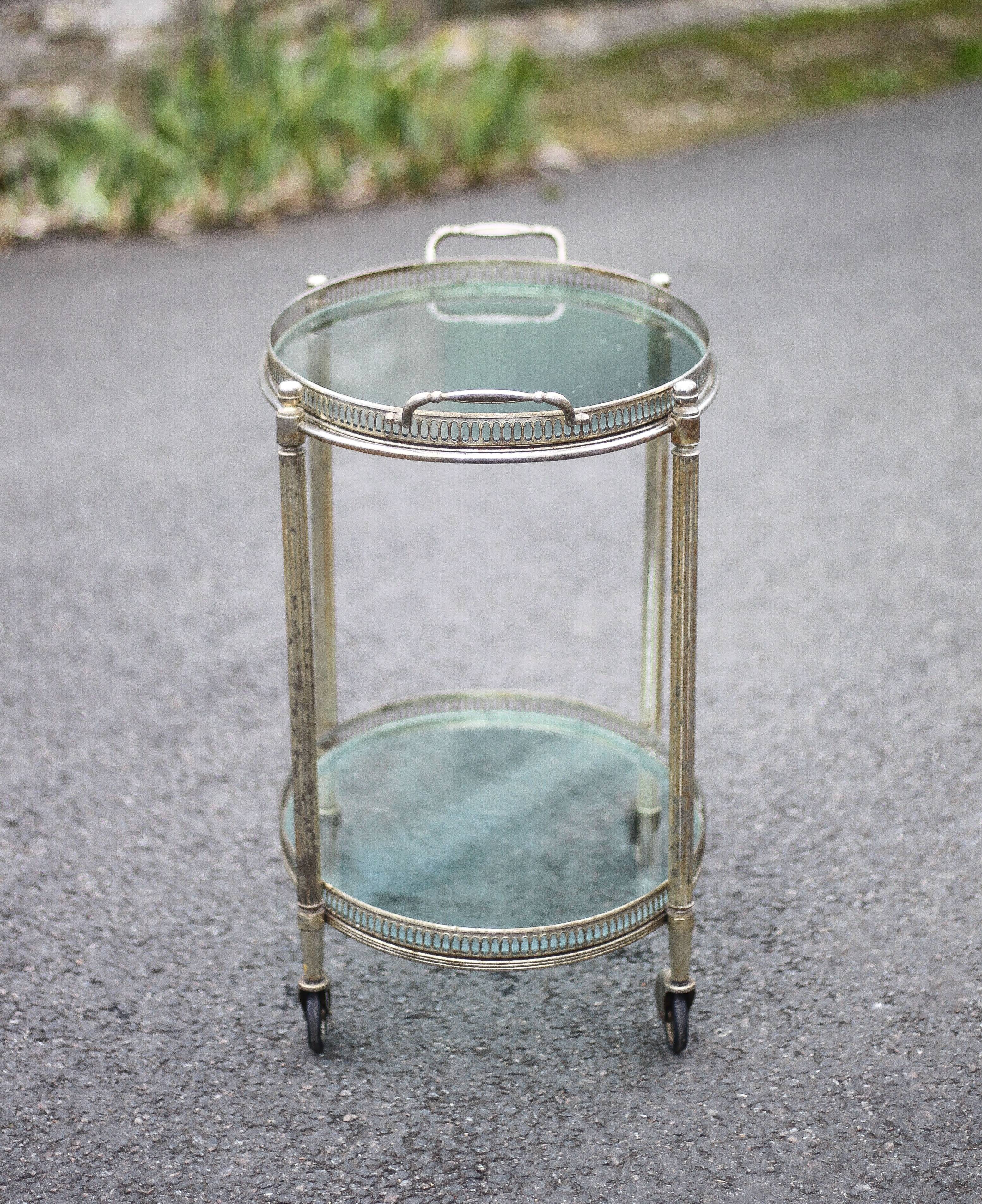 Vintage serving trolley, living room furniture, oval serving trolley, occasional furniture, shelf, bar on wheels
