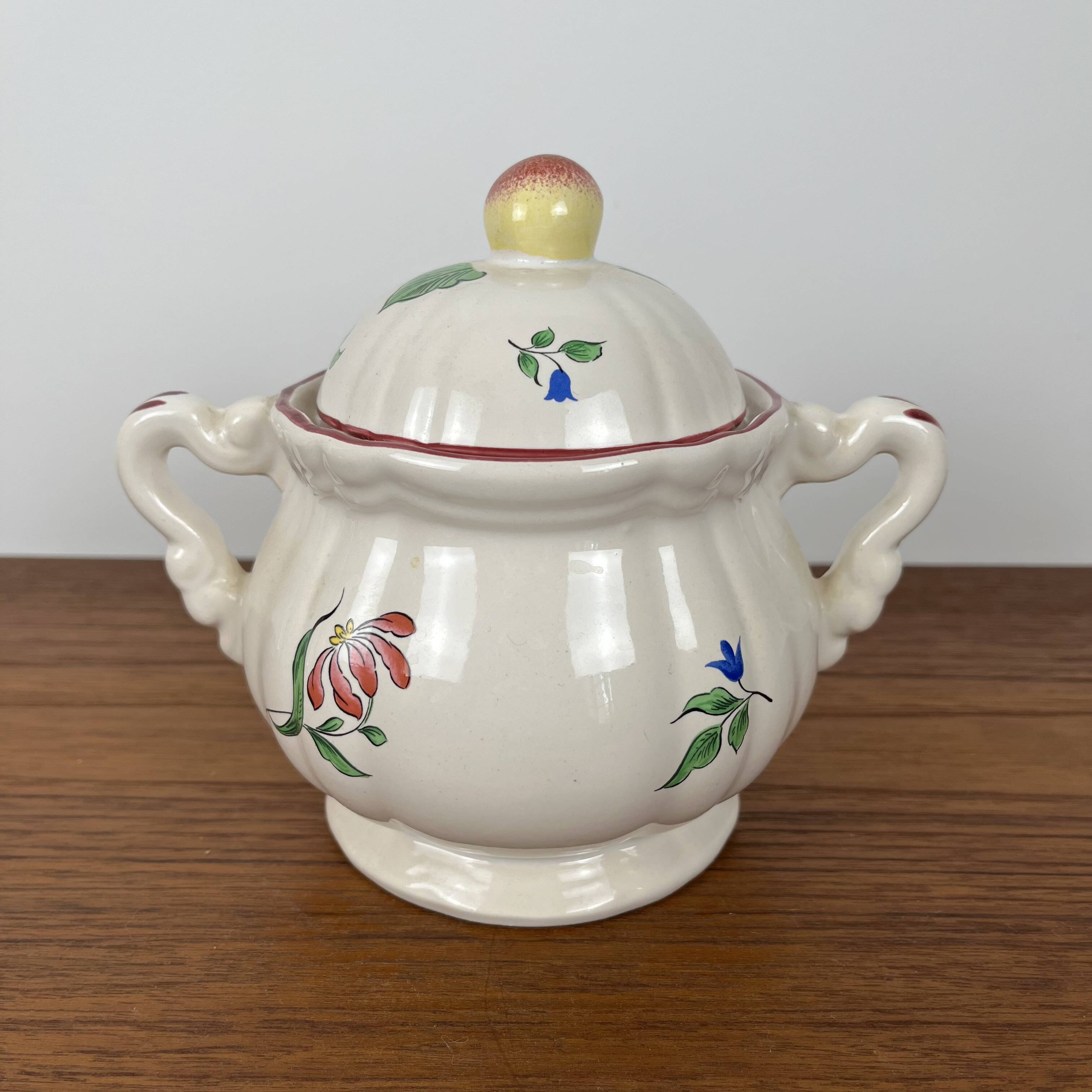 Antique Lunéville sugar bowl, Réverbère model, 1887