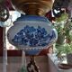 Old white opaline chandelier, brass and earthenware