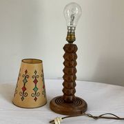 Vintage turned wooden lamp, in the style of Charles Dudouyt.