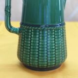 Green pitcher in Barbotine de Sarreguemines