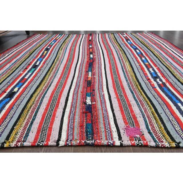 1970s Vintage Turkish Oushak Handmade Wool Cotton Pink Area Rug 157x219