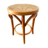 Tabouret bois courbé et cannage