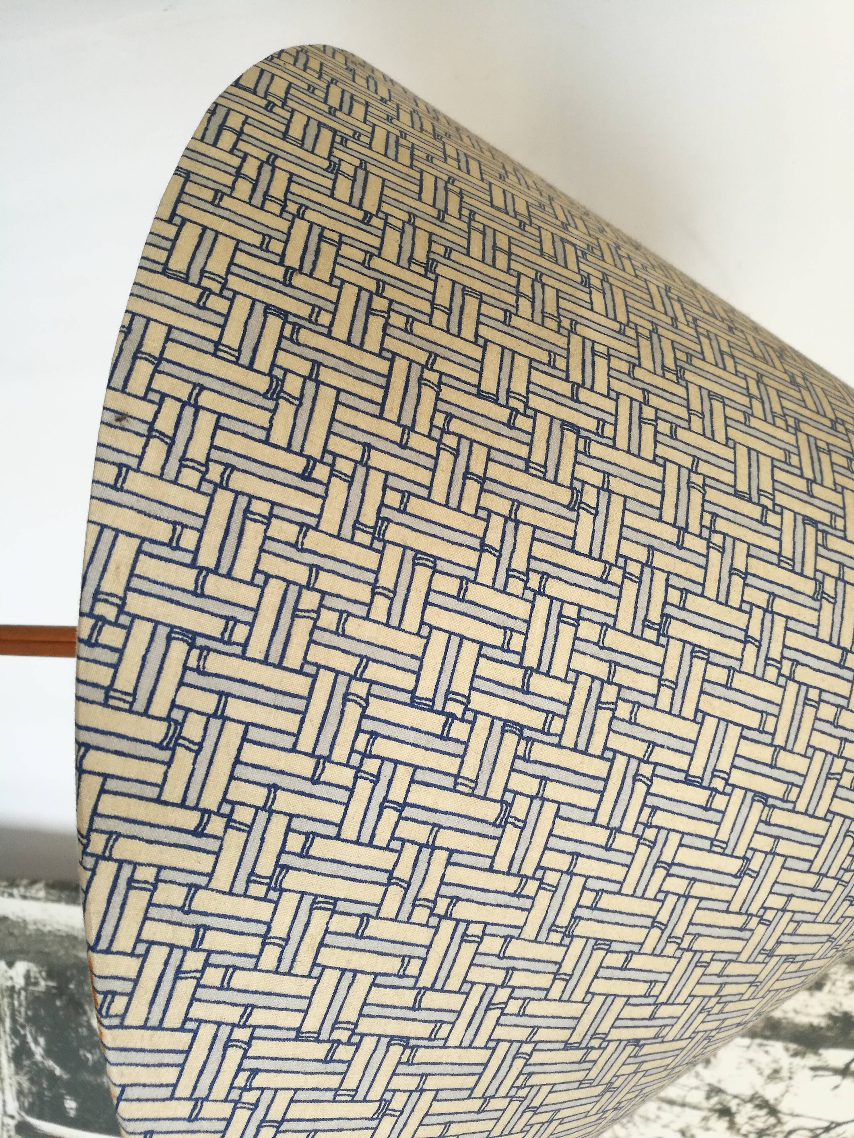 Wood and brass floor lamp
