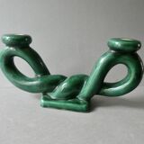 woven ceramic candlestick, slip, 1970s, Vallauris