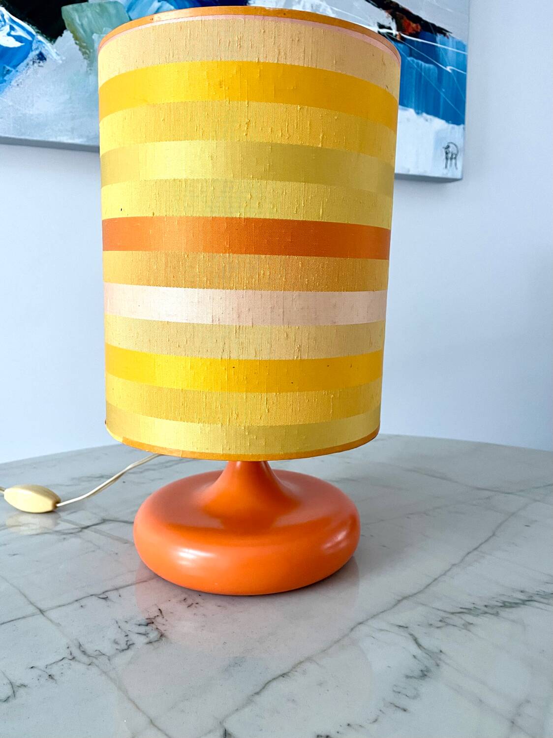 Vintage orange ceramic table lamp 1970