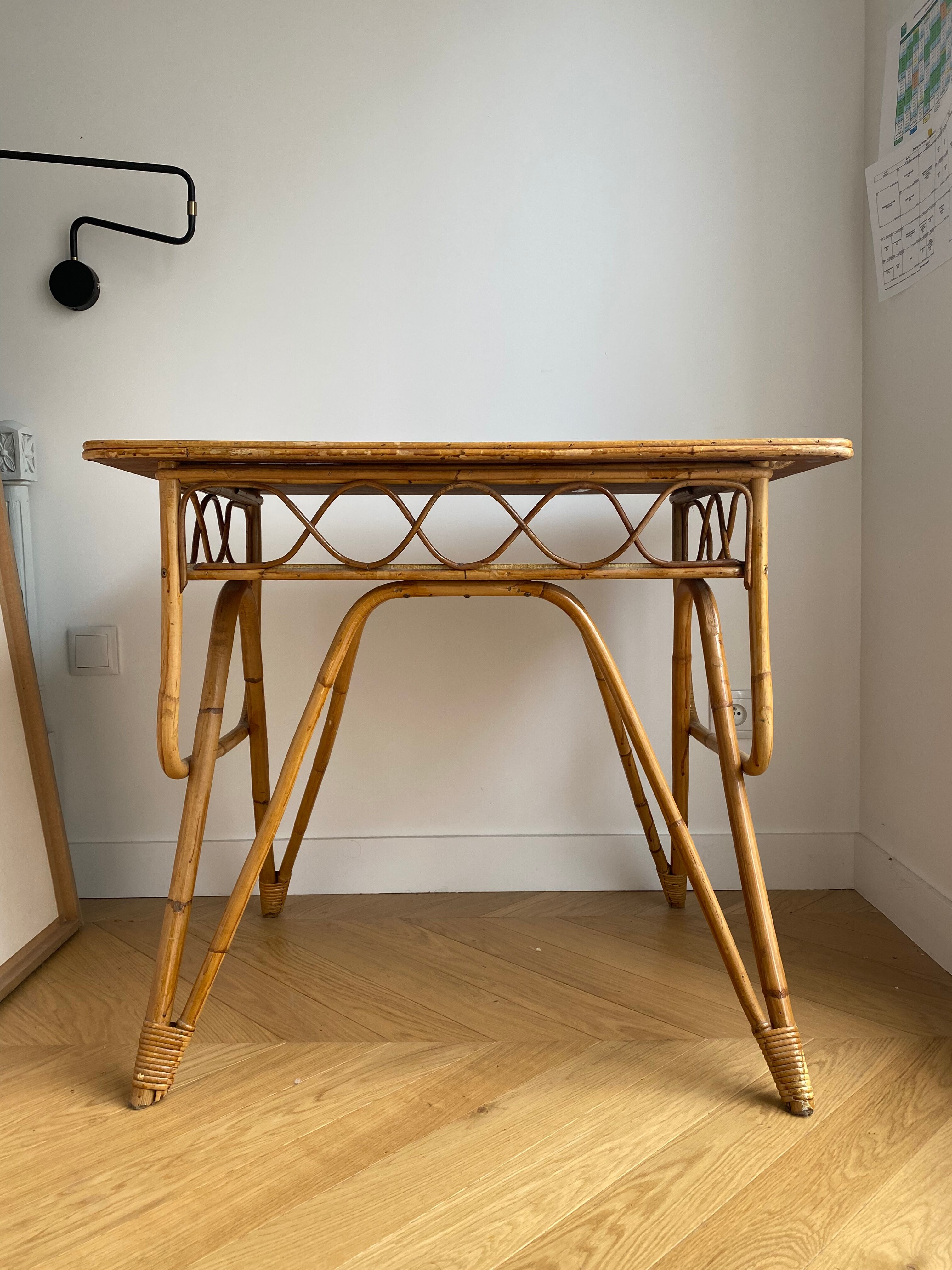 Louis Sognot rattan desk and chair