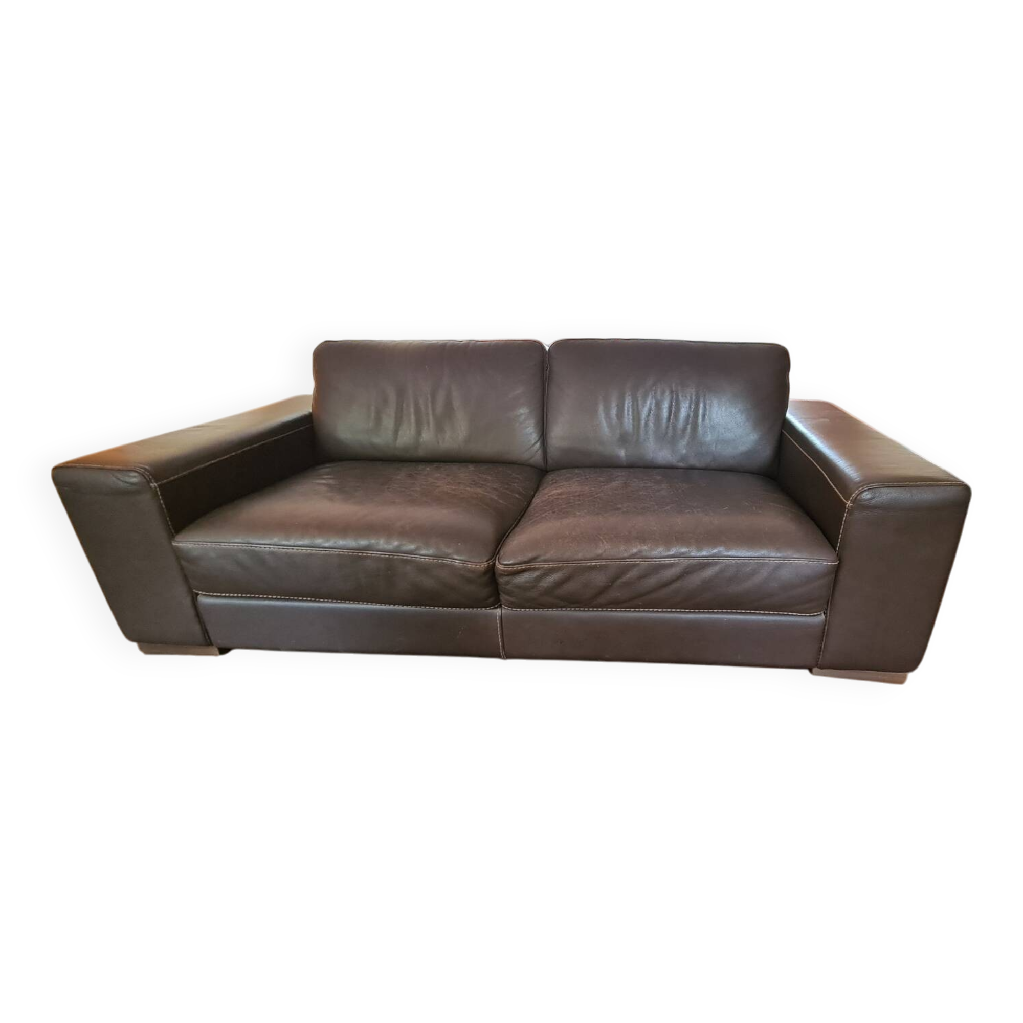 Natuzzi 3-seater sofa in full grain brown leather