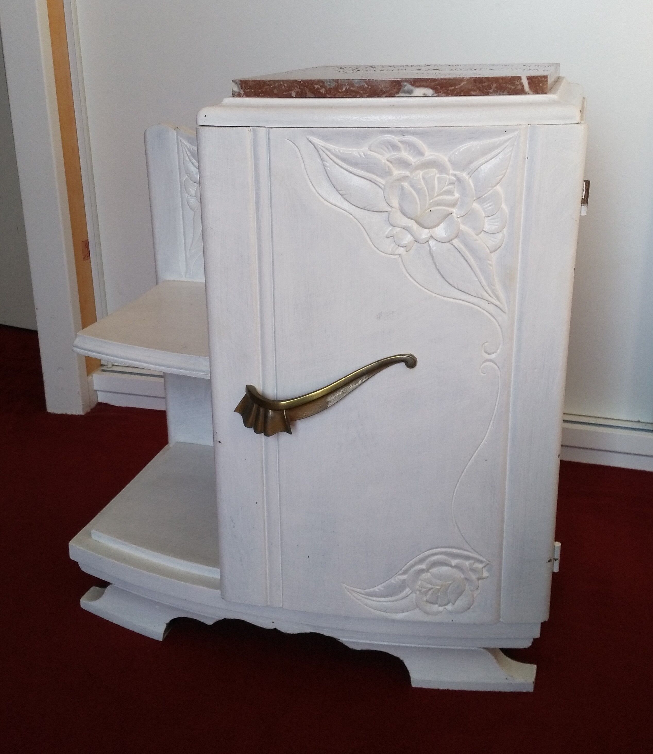 Art Deco bedside table top red marble