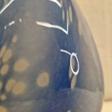 Vase ancien verre soufflé Bleu et blanc rétro vintage